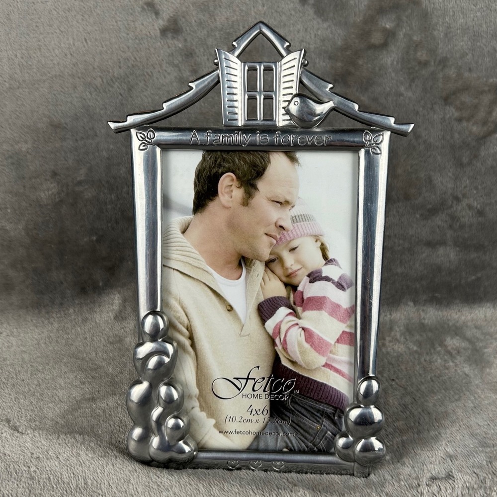 Fetco Home Decor Monica Family Is Forever Silver Tone 4x6 House Picture Frame